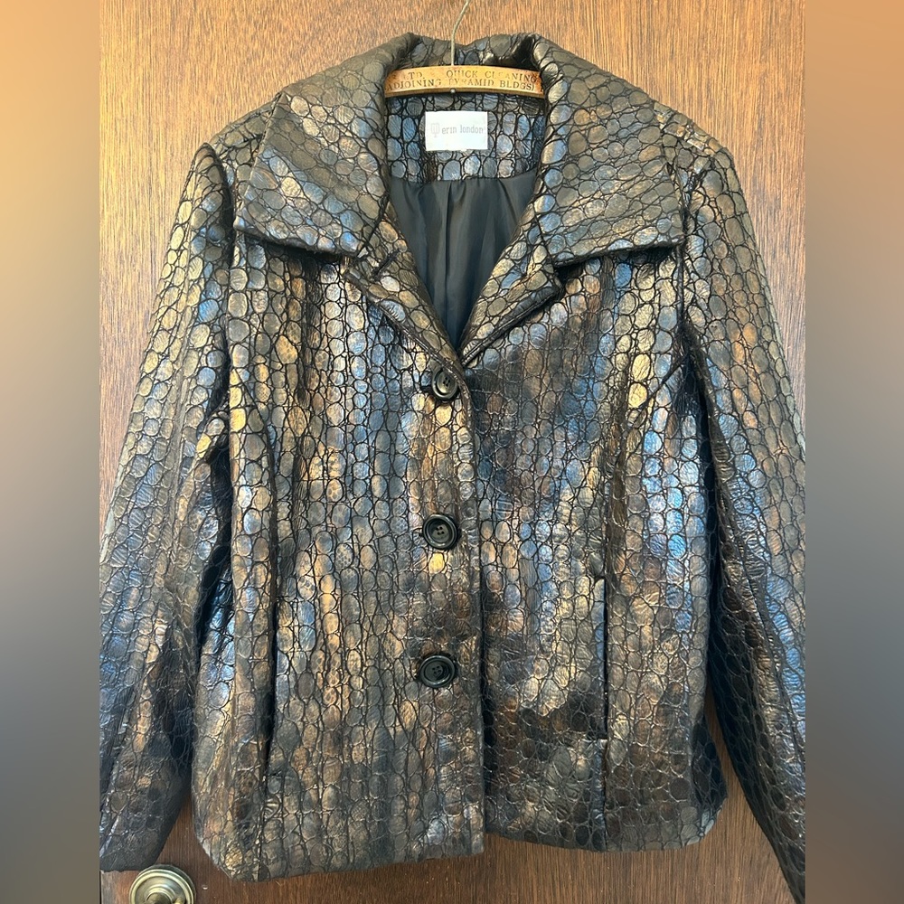 Erin London Vegan Leather Metallic Jacket